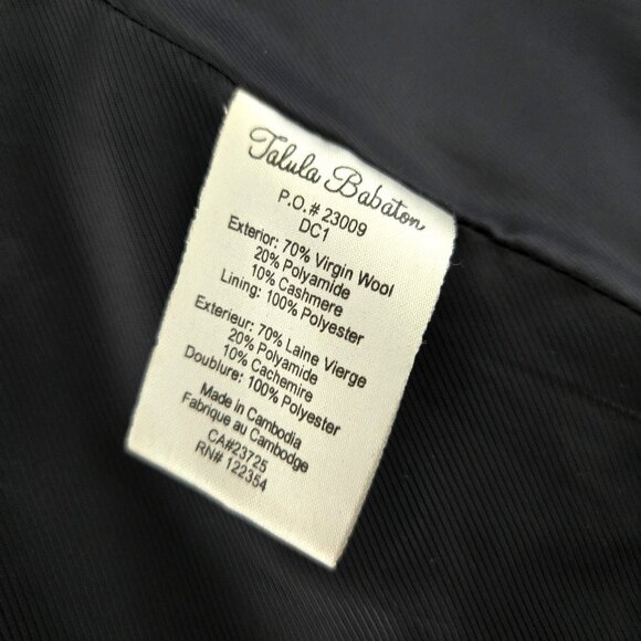 Aritzia Talula Babaton Grey Wool Cashmere Blend Pea Coat XXS - Picture 8 of 8